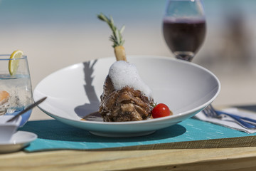 Detail lunch, dessert from Orient Bay in Saint Martin