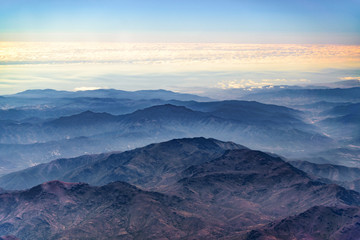 Naklejka na ściany i meble Chilean Andes Mountains Aerial View