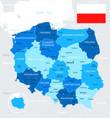Obraz premium Poland - map and flag illustration