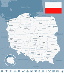 Obraz premium Poland - map and flag illustration