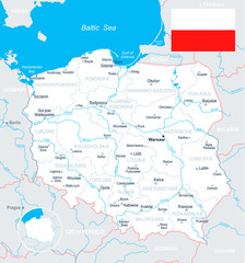Fototapeta premium Poland - map and flag illustration