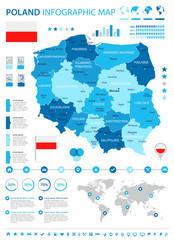 Poland - infographic map and flag - illustration