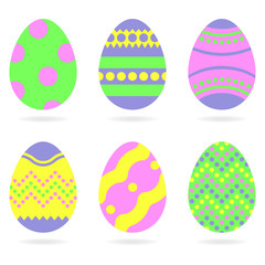 Easter eggs. Vector easter eggs icon set in flat style. Vector illustration.