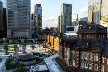 Tokyo station during sunset
