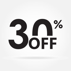 30% off. Sale and discount price sign or icon. Sales design template. Shopping and low price symbol. Vector illustration.