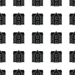 House seamless pattern vector illustration background. Black silhouette house stylish texture. Repeating house seamless pattern background for architecture design and web