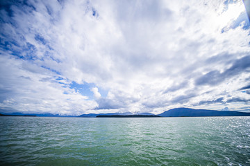 alaska waterscape and mountains near favorite channel and  juneau alaska