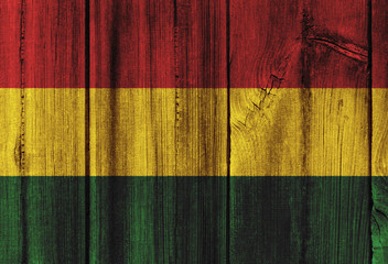 Bolivia flag painted on wooden wall for background