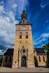 Fototapeta na wymiar Oslo Cathedral (Oslo Domkirke, 1697) - formerly Our Savior's Church (Var Frelsers kirke) is main church for Church of Norway Diocese of Oslo. Norwegian Royal Family use Cathedral for public events. 