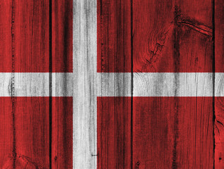 Denmark flag painted on wooden wall for background