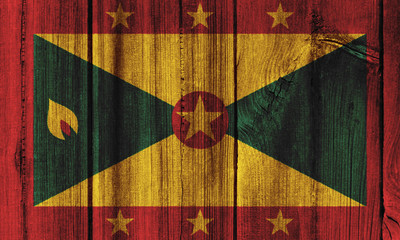 Grenada flag painted on wooden wall for background