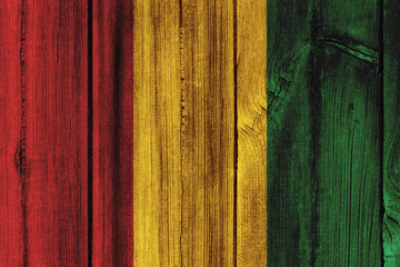 Guinea flag painted on wooden wall for background
