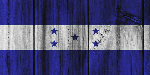 Honduras flag painted on wooden wall for background