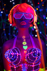 glow uv neon sexy disco female cyber doll robot electronic toy