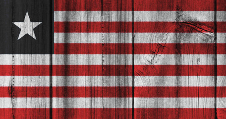 Obraz premium Liberia flag painted on wooden wall for background