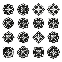 Ornamental pattern set. Badges with fleur de lis sign in flat style. Vector illustration. © metelsky25