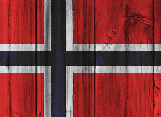 Norway flag painted on wooden wall for background