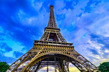 Naklejka na ściany i meble Eiffel Tower in sunset lights,Paris,France,Europe