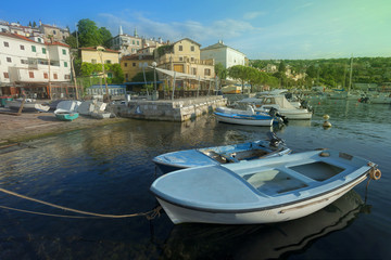 Fototapeta na wymiar Volosko Small Harbour in Opatija, Croatia