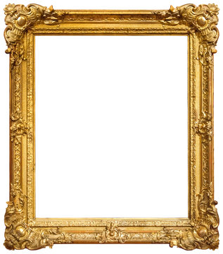 Gold picture frame. Isolated on white background