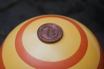 Brass bitcoin coin