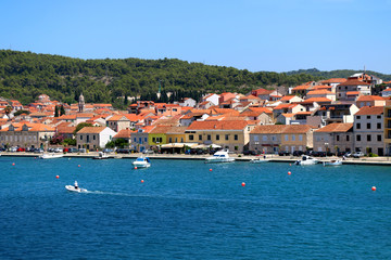 Fototapeta na wymiar Vela Luka is a picturesque coastal town on Korcula Island, in Croatia. 