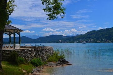 Wörthersee; Blick von Pörtschach nach Maria Wörth