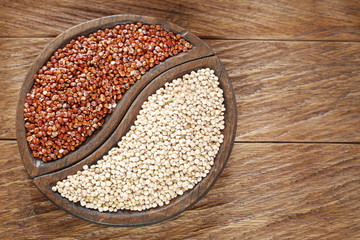 Red and white quinoa seeds - Chenopodium quinoa