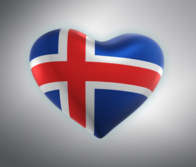 Iceland, Icelandic Flag, Heart (3D Render)