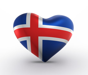 Obraz premium Iceland, Icelandic Flag, Heart (3D Render)