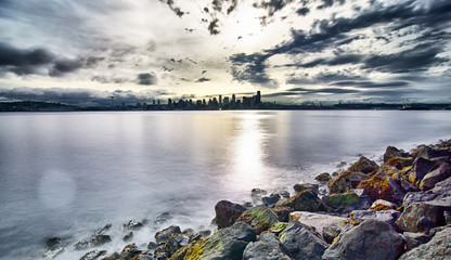 early morning sunrise in seattle washington