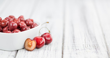 Portion of Canned Cherries , selective focus