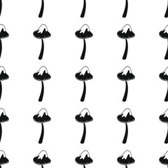 Edible mushroom seamless pattern vector illustration background. Black silhouette mushroom stylish texture. Repeating mushroom seamless pattern background for food design and web