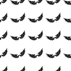 Wings seamless pattern vector illustration background. Black silhouette wings stylish texture. Repeating wings seamless pattern background for your design and web