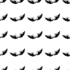 Wings seamless pattern vector illustration background. Black silhouette wings stylish texture. Repeating wings seamless pattern background for your design and web