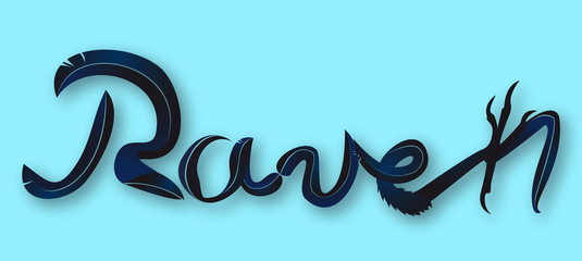 Raven's Feather – Schriftzug Rabe