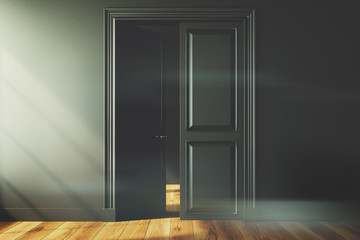 Empty room with an open door toned