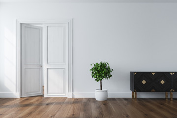 Empty room with an open door, closet