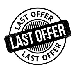 Last Offer rubber stamp. Grunge design with dust scratches. Effects can be easily removed for a clean, crisp look. Color is easily changed.
