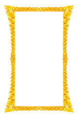 old decorative gold frame - handmade, engraved - isolated on white background