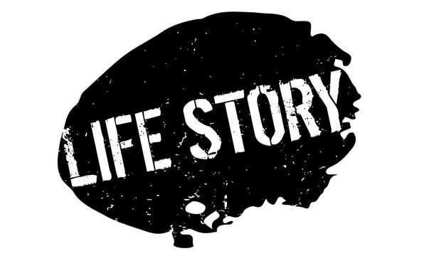 Life Story rubber stamp. Grunge design with dust scratches. Effects can be easily removed for a clean, crisp look. Color is easily changed.