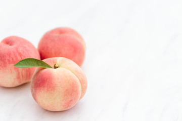 Fresh Japan White Peaches on White Background