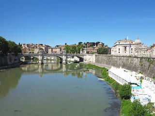Fototapeta na wymiar 19.06.2017, Roma, Italy: Sant' Angelo Bridge to the Hadrian Mausoleum