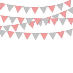 bunting flag triangle pink grey color