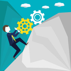 businessman running for achievement the success