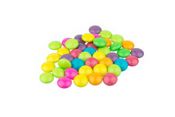 colorful chocolate coated candy isolated on white background