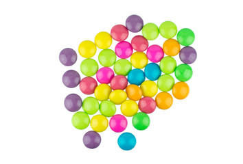 colorful chocolate coated candy isolated on white background