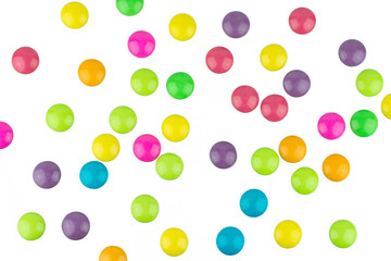 colorful chocolate coated candy isolated on white background