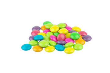 colorful chocolate coated candy isolated on white background