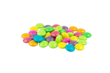 colorful chocolate coated candy isolated on white background